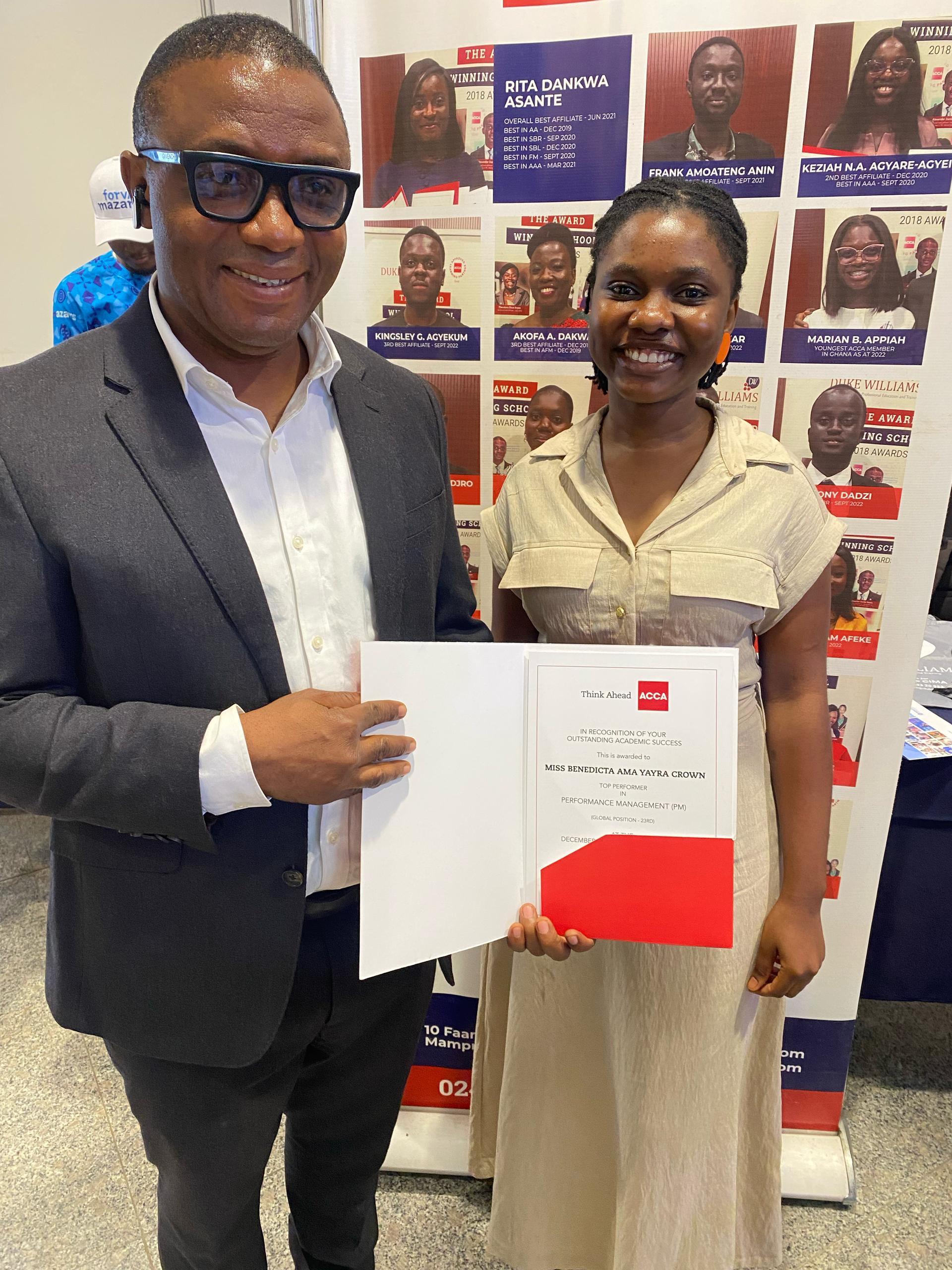 Benedicta Ama Yayra Crown, Top performer in Performance Management (PM)
