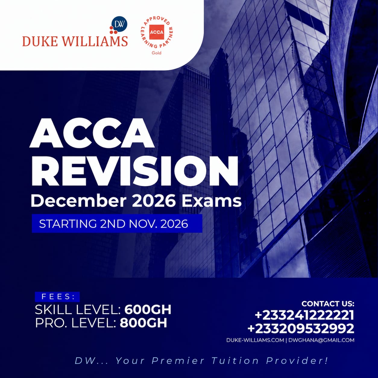 ACCA revision for December 2026 exams flyer